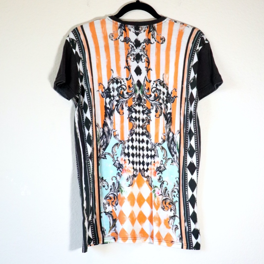Balmain cotton v-neck short sleeve tee in harlequin print - Picture 11 of 11